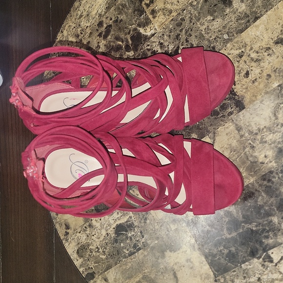 Criss Cross Red Heels - Picture 3 of 5